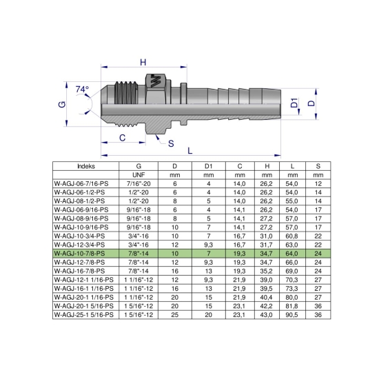 Zakucie hydrauliczne AGJ DN10 7/8