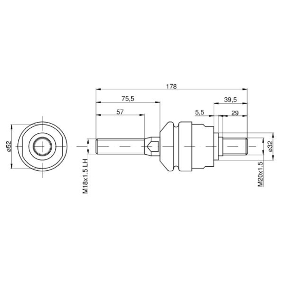 Przegub kierowniczy poziomy 185mm - M20x1,5 - M18x1,5L 1966127C1 Case TAQ