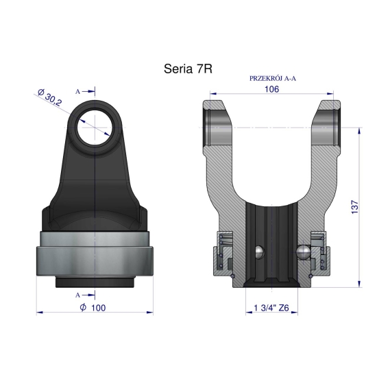 Widłak z pierścieniem 1 3/4 Z6 - 30X106 Seria 7R CE2020 Waryński