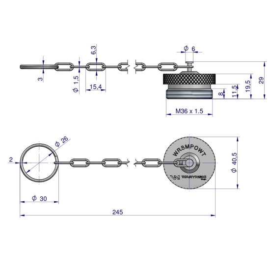 Komplet - zawór wtyczka (Bizon) M18x1.5 skręcane (ZSR6160102) z gwintowaną pokrywą/osłoną aluminiową Waryński