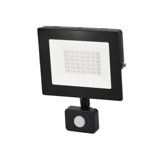 Naświetlacz, Lampa LED SMD 230V 30W 6500K 2550LM IP65 CZARNY Z CZUJNIKIEM RUCHU