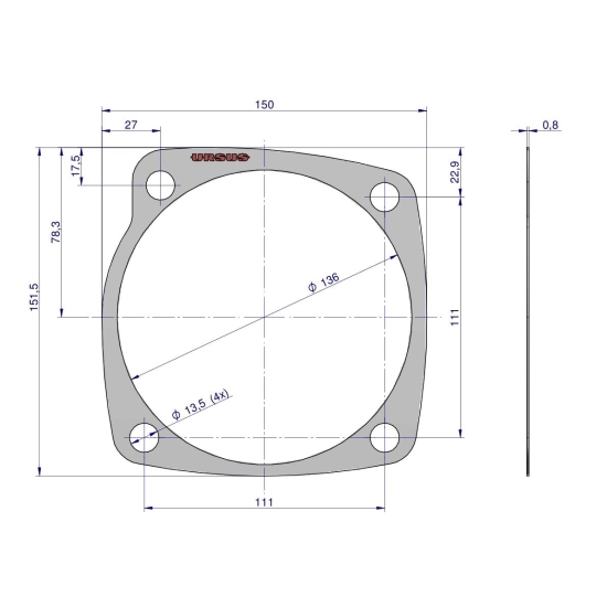 Uszczelka wyjścia przedni napęd krążelit 0.8mm C-385 ( sprzedawane po 10 ) ORYGINAŁ URSUS