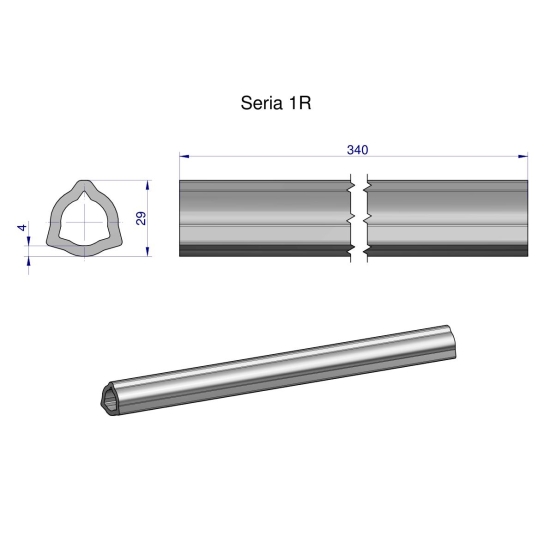 Rura wewnętrzna Seria 1R do wału 460 przegubowo-teleskopowego 29x4 mm 340 mm WARYŃSKI