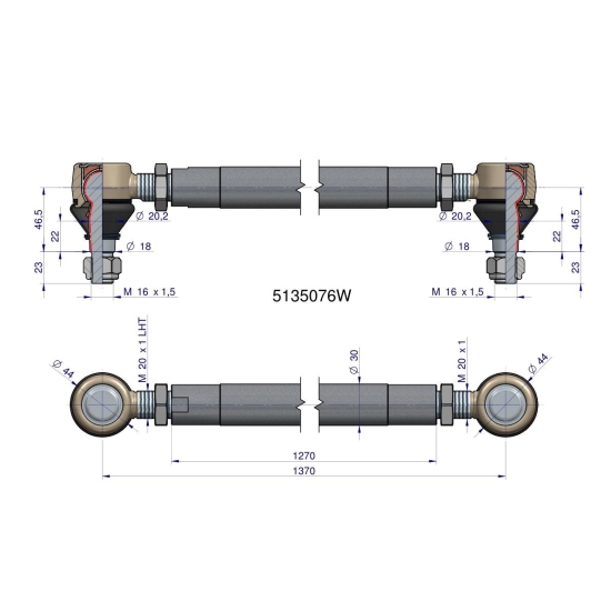 Drążek kierowniczy 1370mm 5135076 WARYŃSKI