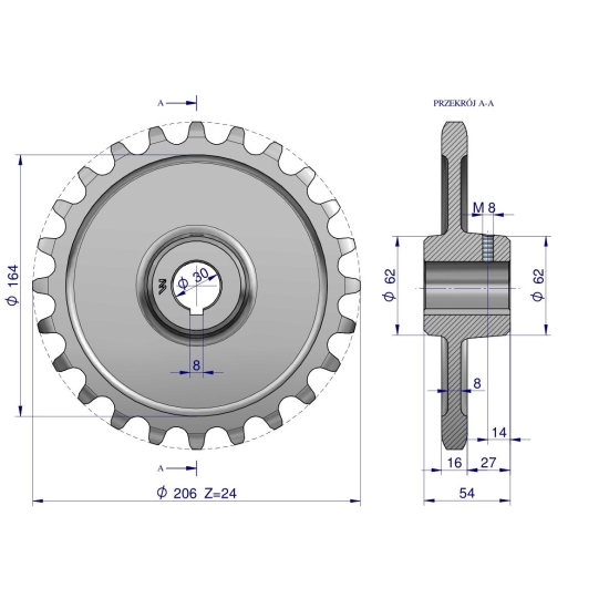 Koło łańcuchowe stalowe hartowane Z-24 1