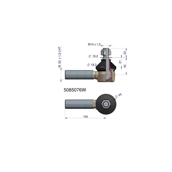 Przegub kierowniczy 100mm- M22x1,5 L 5085076 WARYŃSKI