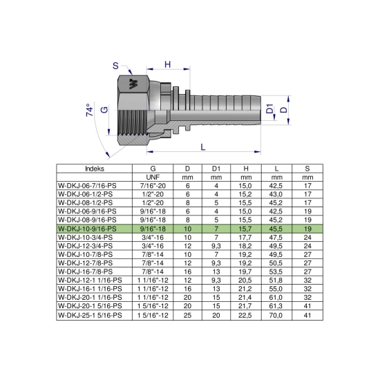 Zakucie hydrauliczne DKJ DN10 9/16