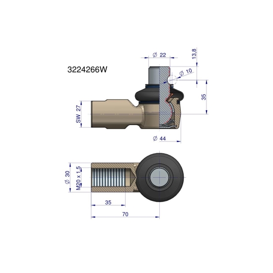 Przegub kierowniczy M20x1.5 3224266 WARYŃSKI