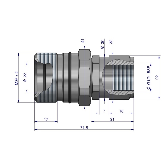 Szybkozłącze hydrauliczne skręcane gniazdo G1/2