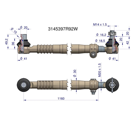 Drążek kierowniczy 3145397R92 WARYŃSKI