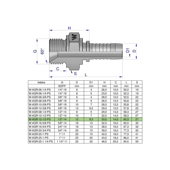 Zakucie hydrauliczne AGR DN13 1/2