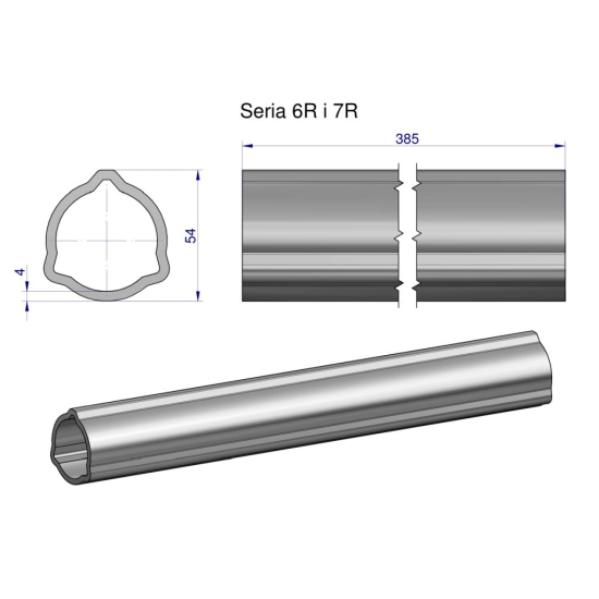 Rura zewnętrzna Seria 6R i 7R do wału 510 przegubowo-teleskopowego 54x4 mm 385 mm WARYŃSKI