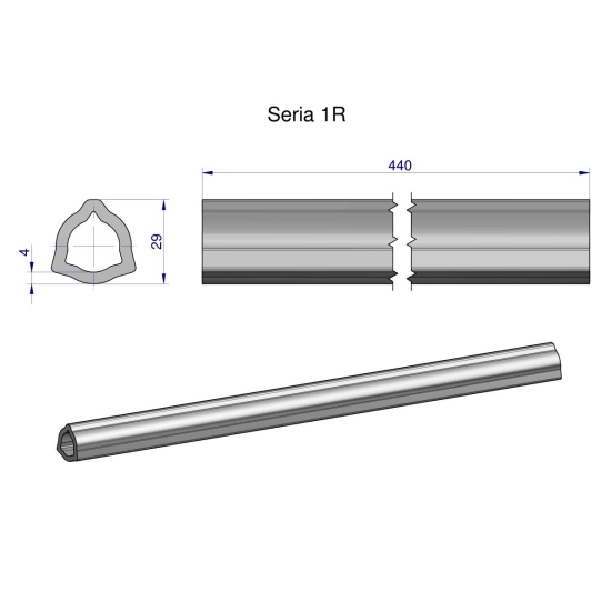 Rura wewnętrzna Seria 1R do wału 560 przegubowo-teleskopowego 29x4 mm 440 mm WARYŃSKI