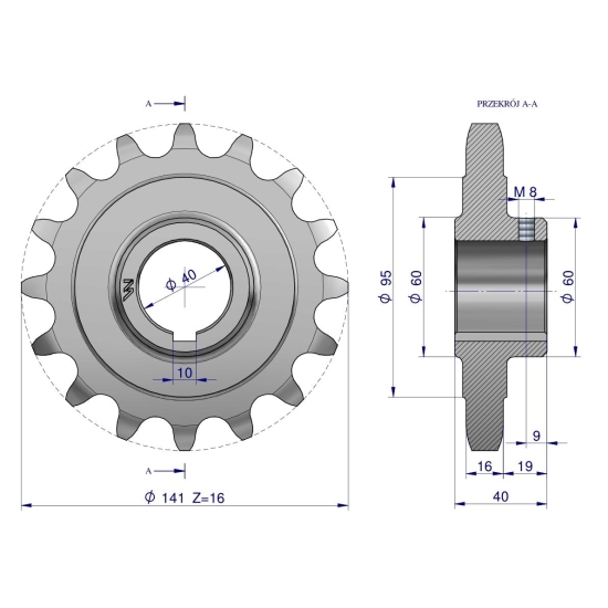 Koło łańcuchowe stalowe hartowane Z-16 1