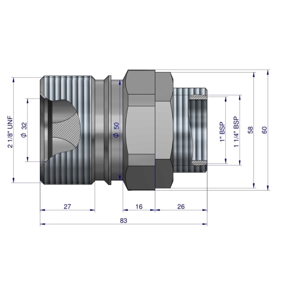 Szybkozłącze hydrauliczne skręcane (motylkowe) gniazdo G1