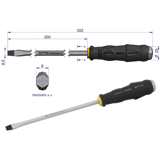 wkrętak do pobijania 8.5x200mm Waryński