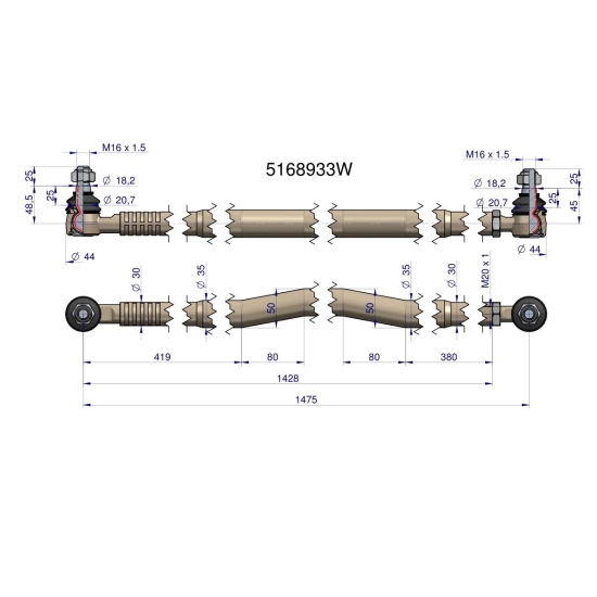 Drążek kierowniczy 1475mm 5168933 WARYŃSKI