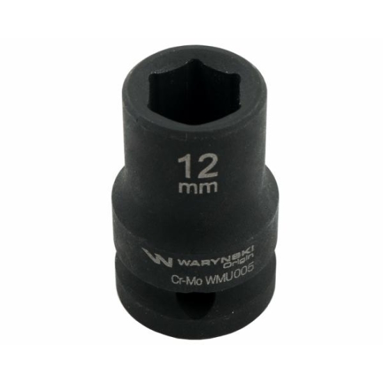 Nasadka udarowa sześciokątna 1/2". 12 mm. CrMo. DIN 3129. Waryński