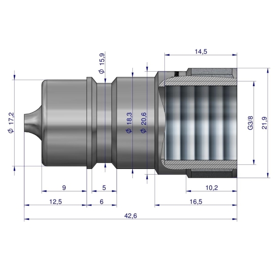 Szybkozłącze hydrauliczne wtyczka G3/8