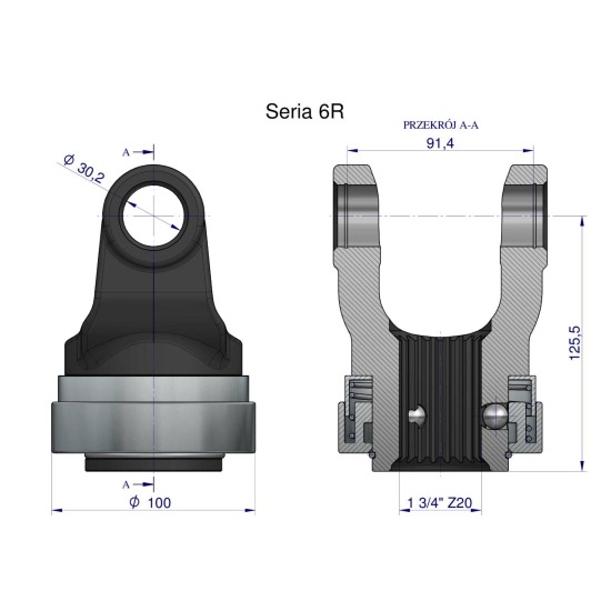 Widłak z pierścieniem 1 3/4 Z20 - 30.2X91.4 Seria 6R CE2020 Waryński