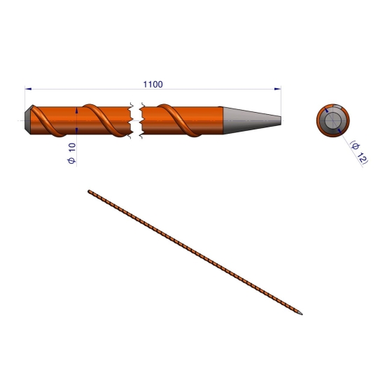 Palik Słupek z włókna szklanego 10mm L-1100 ROYAL FARM ( sprzedawane po 10 )