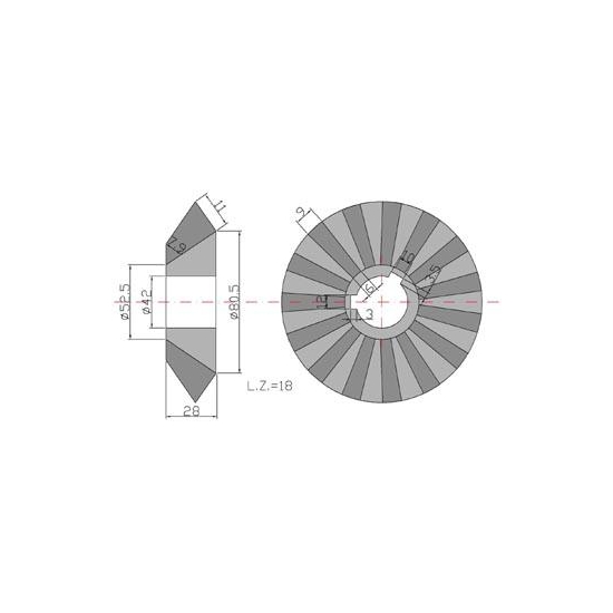 Koło zębate stożkowe Z-18 Rozrzutnik