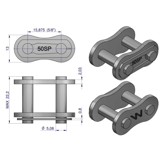 Zamek łańcucha Z50SP (R1 5/8) Waryński ( sprzedawane po 5 )