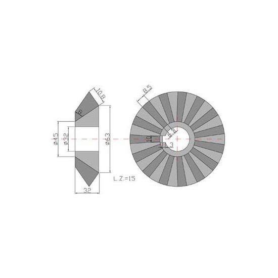 Koło zębate stożkowe Z15 przekładni Kopaczka