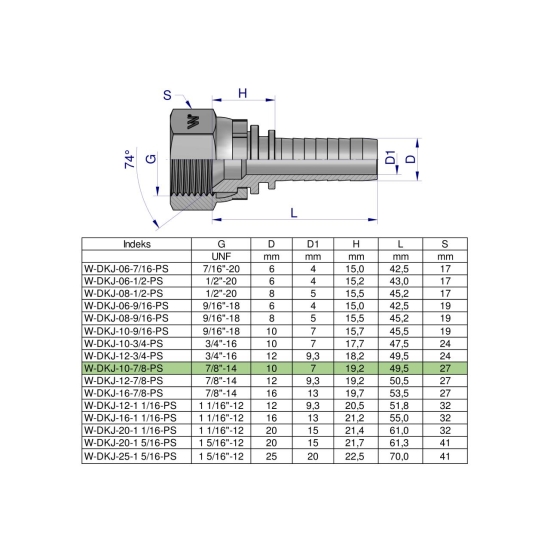 Zakucie hydrauliczne DKJ DN10 7/8