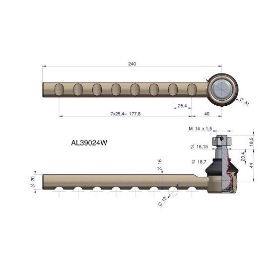 Przegub kierowniczy 240mm AL39019 WARYŃSKI