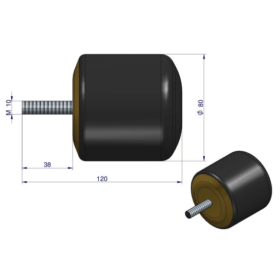 Resor. odbój gumowy śruba M10 wysokość 82mm NR-190 Przyczepa