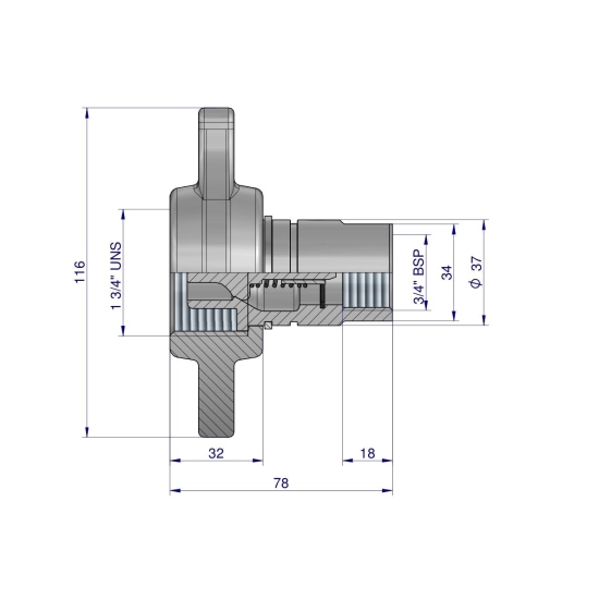 Szybkozłącze hydrauliczne skręcane (motylkowe) wtyczka G3/4