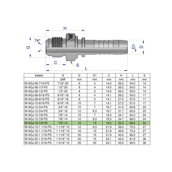 Zakucie hydrauliczne AGJ DN16 7/8