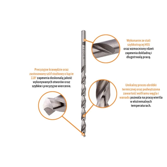 Wiertło do metalu HSS (DIN 338) 11.3 mm / TEGER (sprzedawane po 5)