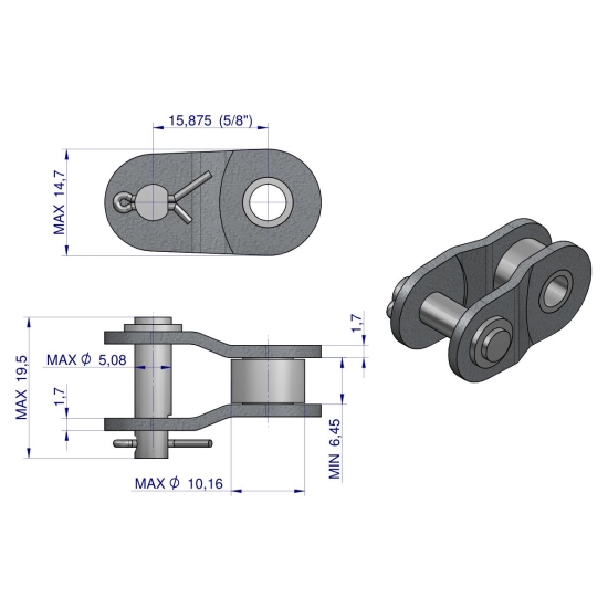 Półogniwo łańcucha 10BF20 zastosowanie Claas 670252. 670252.0. 0006702520 Waryński ( sprzedawane po 5 )