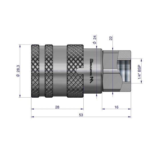 Szybkozłącze hydrauliczne suchoodcinające gniazdo G1/4