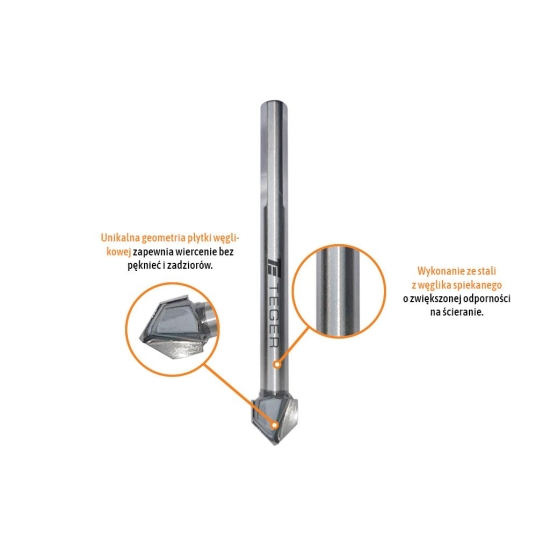 Wiertło do szkła i glazury 7x60 mm / TEGER