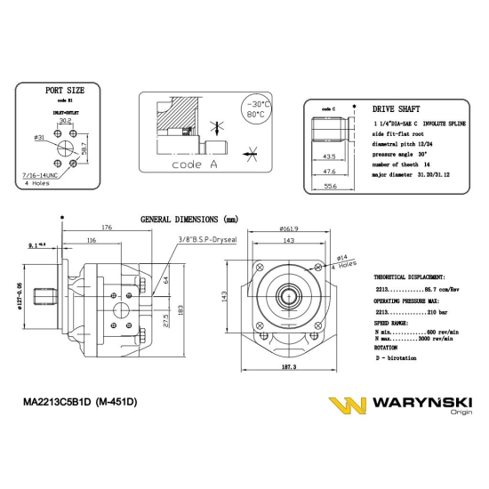 Silnik hydrauliczny MA2213C5B1D M5A567ADNQ206, B1322140031, JCB 800 Waryński