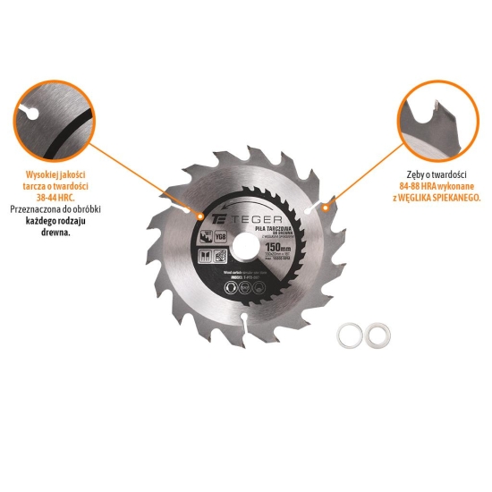 Piła tarczowa do drewna z węglikiem spiekanym 150x20x18T / TEGER