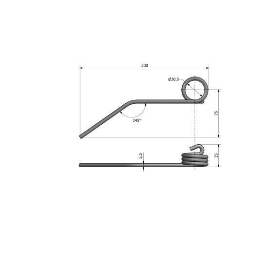 Palec sprężysty motowideł L-200 mm fi- 5,5mm Claas