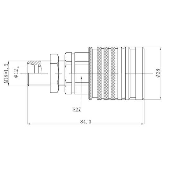 Szybkozłącze hydrauliczne gniazdo EURO M18x1.5 GZ Push-pull long (9100818GL) VOIMA (opakowanie 50szt)