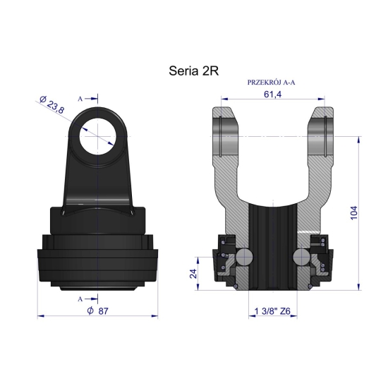 Widłak z pierścieniem 1 3/8 Z6- 23.8X61.3 Seria 2R CE2020 Waryński W21920505B W21920507B WR217201