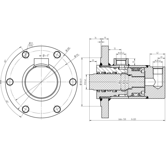 Cylinder ładowacza obrotu CJ5F80/45/320DGw Troll