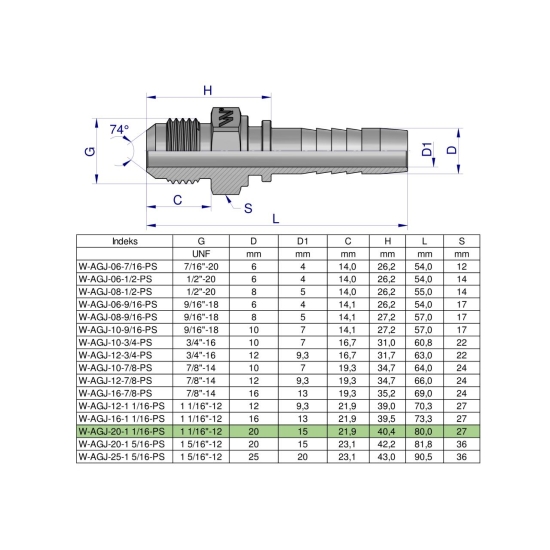 Zakucie hydrauliczne AGJ DN20 1 1/16