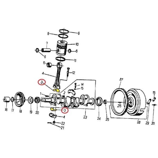 Kpl. panewek korbowodowych (I szlif) C-360 Bimet