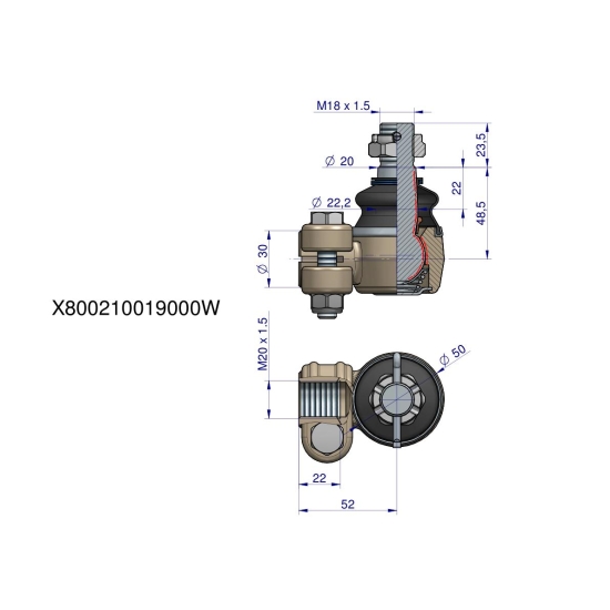 Przegub kierowniczy M20x1.5 X800210019000 WARYŃSKI