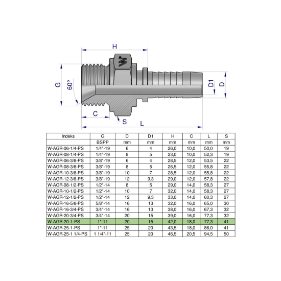 Zakucie hydrauliczne AGR DN20 1