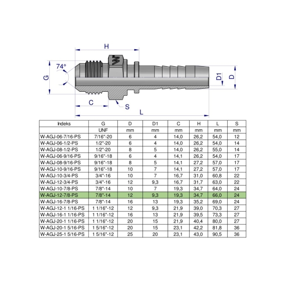 Zakucie hydrauliczne AGJ DN13 7/8