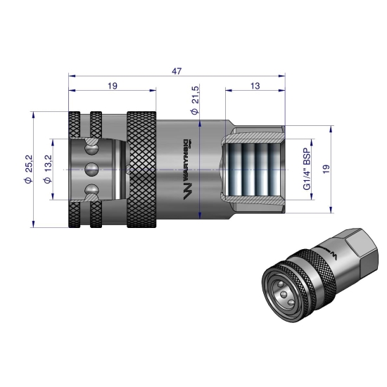 Szybkozłącze hydrauliczne gniazdo G1/4