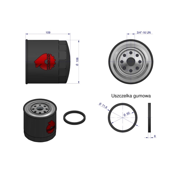 Filtr oleju PP-882 C-385 912 1614 1224 ORYGINAŁ URSUS